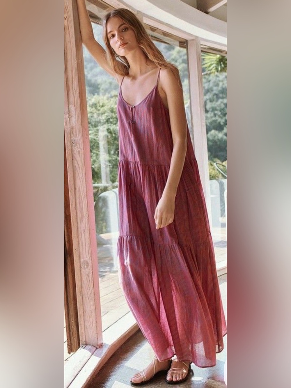 Velvet by Graham & Spencer tie striped cotton-voile maxi